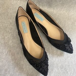 BLACK BLINGY BETSEY JOHNSON FLATS - 8